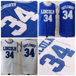 Mens He Got Game Lincoln High School 34 Jesus Shuttlesworth Jersey Ray Allen Connecticut Huskies College Basketball Jerseys Blue White Stitc