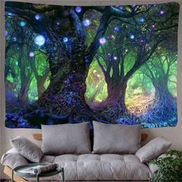 Van Gogh Fantasy Forest Tapestrypsychedelic Tree Theme Background Wall Carpet Landscape Bedroom Home Decor Decoration Mural J220804