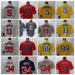 11 Rafael Devers 2022 Mens Baseball Jersey Alex Verdugo David Ortiz Xander Bogaerts J.D. Martinez Enrique Hernandez Red White Good Quality S