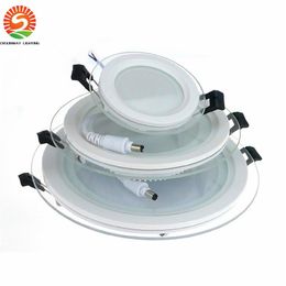 dimmable led light panel Australia - Dimmable LED Panel Downlight 6W 12W 18W Round Square glass ceiling recessed lights SMD 5730 Warm Cold White led Light AC85-265V2828