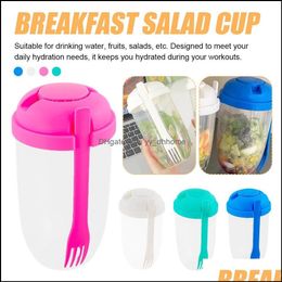 Other Home Garden Portable Salad Meal Shaker Mugs 1000Ml Fresh Salads Cup To Go Container With Fork Dressing Holder Breakf Yydhhome Dhks2