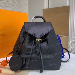 Womens Designer Bag Travel Backpack Black Luxurious Bag Real Leather Flowers Embossed Drawstring Khaki Fashion Backpacks Handbag Women Bucket Bags