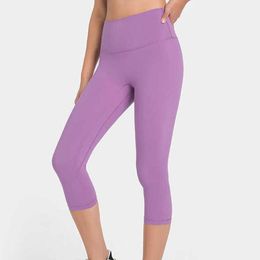 NWT L-13 Elastic High Waist Tummy Control Yoga Crop Pants Printed Women Sport Leggings Gym Capris Slimming Fitness Running Tights Female