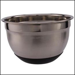 Bowls Stainless Steel Mixing Bowl With Non-Slip Sile Base Kitchenware Drop Delivery 2021 Home Garden Kitchen Dining Bar Dinnerw Mjbag Dh2Wc