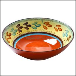 Bowls Hand-Painted Bowl Creative Shallow Personality Tableware Household Dessert Fruit Salad Ramen Ce Drop Delivery 2021 Home G Mjbag Dhcf4