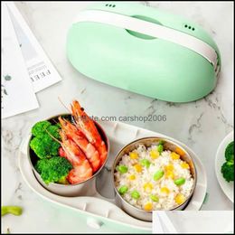 Dinnerware Sets Electric Cooking Lunch Box Thermal Bento Case Mini Container Portable Handle Stainless Steel Organiser Of Carshop2006 Dhtoz