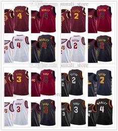 2021-2022 City Wine Red Collin Sexton 2 Basketball Jerseys Evan Mobley 4 Ricky Rubio 3 White Black Sports Shirts Men Women Kids Youth Lady E