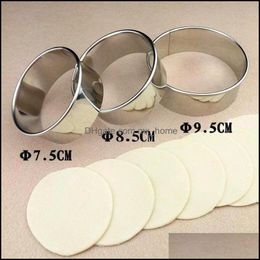 Baking Pastry Tools 1Pc Large Stainless Steel Round Dumplings Wrappers Moulds Set Cutter Maker Cookie Wrapper Dough Cutting T Mxhome Dh1Xv