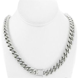 solid miami cuban link chain NZ - Men's Miami Cuban Link Chain 14k Stainless Steel Solid 925 Silver Diamond Clasp232o310P