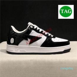 Bapesta Sta Low shoes Apes casual shoes men women Nigo Patent Leather Black blue