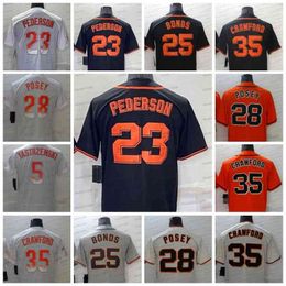 New Baseball Jersey Joc Pederson Mike Yastrzemsk Barry Bonds Buster Posey Brandon Crawford Black White Orange Mens Jerseys Outdoor Sports Un