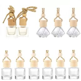-Biberón de perfume de automóviles adornos colgantes de aceites esenciales difusor 12 diseños fragancia de ambientador de aire botella de vidrio vacío