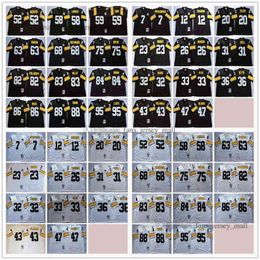 NCAA Man Vintage Football 75 Joe Greene Jerseys 36 Jerome Bettis 68 LC Greenwood 63 Dermontti Dawson 58 Jack Lambert 59 Jack Ham 52 Mike Web