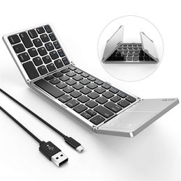 Foldable Bluetooth Keyboard Dual Mode USB Wired Bluetooth Keyboard with Touchpad Rechargeable for Android iOS Windows Tablet Sm24376972