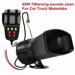 60W police siren alarm amplifier 7warning sounds loudly horn with microphone for police ambulance car fire truck motorbike