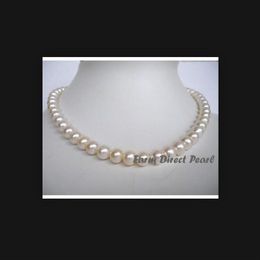 natural pearl strand Canada - fine pearls jewelry natural Lustrous 18 Inch Genuine 8-9mm White Pearl Strand Necklace208e
