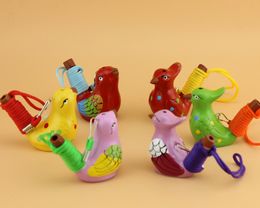 Arts and Crafts Water Bird Whistle Ceramic Clay Bird Whistle Cartoon Children Gifts Mini Animal Peacock Whistles Retro Ceramic Craft Whistle DH8888