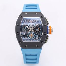 Mens Luxury Tonneau Square Watches Analog Punk Chronograph Unique Sports Wrist Watch Automatic Movement Luminous Design with Rubber Band