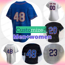 Custom Baseball Jacob 48 deGrom Jersey Lindor Javier23 Baez Blue white Max Scherzer Francisco Men's T shirt Stitched Men Jerseys good qualit