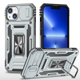 Military Shockproof Rugged Cases Slide Camera Protection TPU PC Metal Stand For iPhone 14 13 Pro Max 12 11 XR XS 8 Plus Samsung S20 S21 FE S22 Ultra A03 Core A13 A33 A53 A73