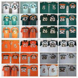 NCAA Brad Kaaya Jerseys Miami Hurricanes College Football 20 Ed Reed 52 Ray Lewis Jersey ACC Orange Green White 26 Sean Taylor 5 Andre Johns