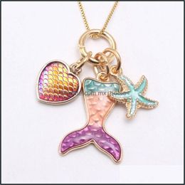 Jewellery 2 Colours Kids Necklace Mermaid Starfish Pendant Girl Long Accesories Chain Necklae For Party Gift Mxhome Drop Delivery Mxhome Dhroi