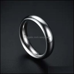 Band Rings Stainless Steel Wedding Sier Color Smooth Women Men Couple Ring Fashion Jewelry Gift Drop Delivery 2021 Sexyhanz Dhpoe