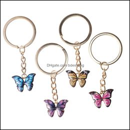 Keychains Butterfly Shape Keyrings Crystal Rhinestone Keychain Key Chain Sparkling Ring Charm Purse Pendant Handbag 211833 D Bdesybag Dhg62