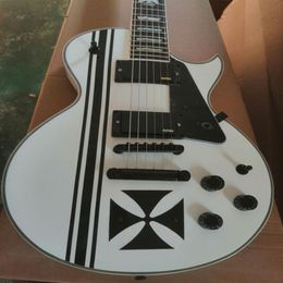 james hetfield cross guitar NZ - Custom LTD Iron Cross SW James Hetfield Signature Electric Guitar 6 string EMG Pickups white color with 209l