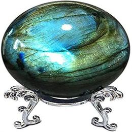 Natural Labradorite Sphere Rock Quartz Crystal Ball Healing Ornament Specimen
