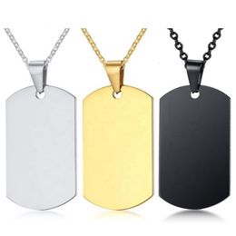 necklace name tags UK - Military army style mirror polish custom ID name engrave sier gold black plated stainls steel dog tag necklace for 2958