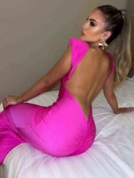 Mozision Sexy Backless Maxi Dress For Women Gown Summer Round Neck Sleeveless Night Club Party Long Dress Clubwear Vestido T220819