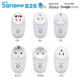 SONOFF S26 WiFi Smart Socket US UK CN AU EU Eu inal￡mbrico enchufes el￩ctricos Smart Home Switch Trabajo con Alexa Google Asistente IFTTT258A