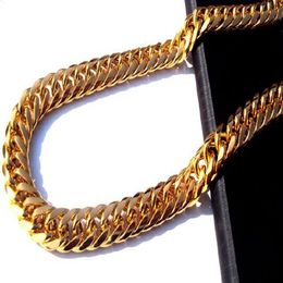 24k gold cuban link UK - Heavy MENS 24K REAL SOLID GOLD FINISH THICK MIAMI CUBAN LINK NECKLACE CHAIN213Q