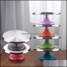 Baking Pastry Tools Inch Aluminum Alloy Turntable Cake Rotary Table Mounted Flower Hand Y Tool Drop Delivery 2021 Home Garde Mxhome Dh2Ol