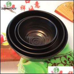 Bowls A5 Melamine Bowl Black Frost Imitation Porcelain Dinnerware 5/6/7/8 Inch Restaurant Household Round Noodle Drop Delivery Mjbag Dhyfn