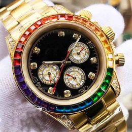 Rolesx uxury watch Date Gmt Sapphire Crystal Rose Gold Watch Luxury Automatic Mechanical 116599 Rainbow Diamond Bezel Mens Watches Fashion W