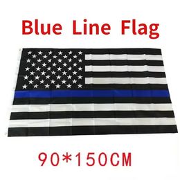 4 types 90 150cm blueline usa police flags thin blue line usa flag black white and blue american flag with brass grommets sxaug20