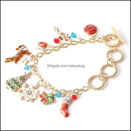 Charm Bracelets Snowflake Christmas Bracelet Xmas Snow Flake Braded 211863 Drop Delivery 2021 Jewellery Bdesybag Dh5Zx