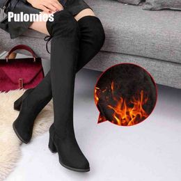 Boot Sexy Women Winter Stretch Fabric Sock s Pointy Toe Women' Over the knee Heel Thigh High Pointed Woman Long 1203