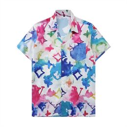 Hawaiian flower print beach 2024 fashion shirt men's designer silk bowling shirt casual shirt men's summer short sleeve loose dress shirt