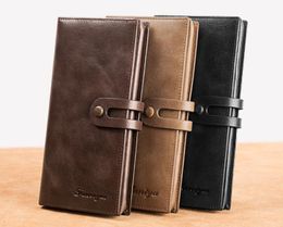 Luxury Vintage Leather Long Wallet for Men with Anti-Theft Brush, 2-Fold Card Holders, and men's change purse - Fashionable and Casual Male Clutch