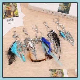 Other Home Decor Dreamcatcher Keyring Bag Tassel Charm Fashion Boho Jewellery Feather Keychain Opal Stone Artilady Natural For Yydhhome Dhwuw