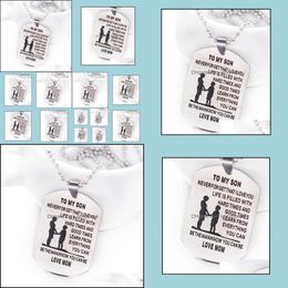 Pendant Necklaces Family Jewelry To My Son Engraved Child Mom Loved Tag Collar Mother Stainless Steel Necklace Drop Delivery Sexyhanz Dhs42