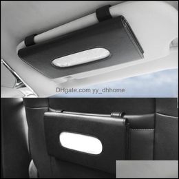 Other Home Decor Car-Tissue-Box Towel Sets Car Sun Visor Tissue Box Holder Interior Storage Decoration For Accessories Drop Yydhhome Dhpc9