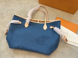 2023 Designer denim Handbags Purses Large Capacity Shopping Bag Women Totes Travel New Fashion Shoulder Bags Crossbody canvas Scalloped Bag eve rfull shopping bag