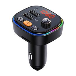 C20 Bluetooth Car Kit FM Transmitter Cigarette Lighter Dual USB 5V 3.1A Fast Charger Audio Player With Colourful lights MP3 Player