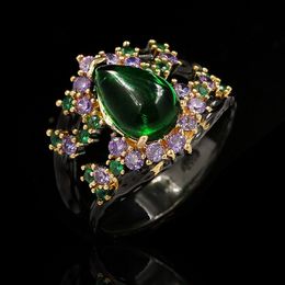 Anéis de casamento para mulheres criativas de esmalte artesanal francês retro romântico punk jóias de diamante jóias góticas góticas weddingwedding