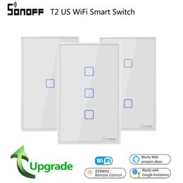 -Sonoff T2 US WiFi Wall Light Touch 1 2 3 Gang TX Wireless 433MHz RF Fernbedienungsschalter Panel funktioniert mit Alexa Google314p