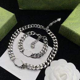 Men Women Hip hop Choker Necklace Designer Stainless Steel Bracelets Cuban Silver Chain High quality Letter Pendants for Unisex Collar Pendant